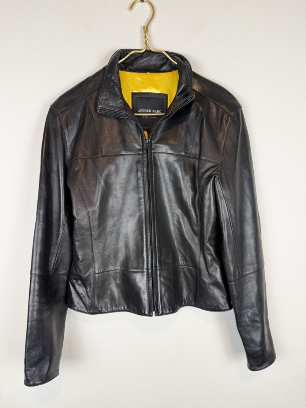 Vintage Andrew Marc New York Black Leather Zip Up Jacket Size Small - Picture 3 of 11
